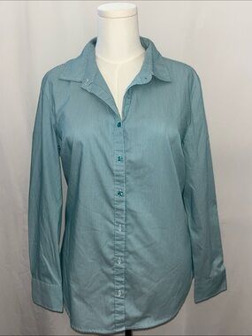 Crisp Aqua Button-Down Shirt